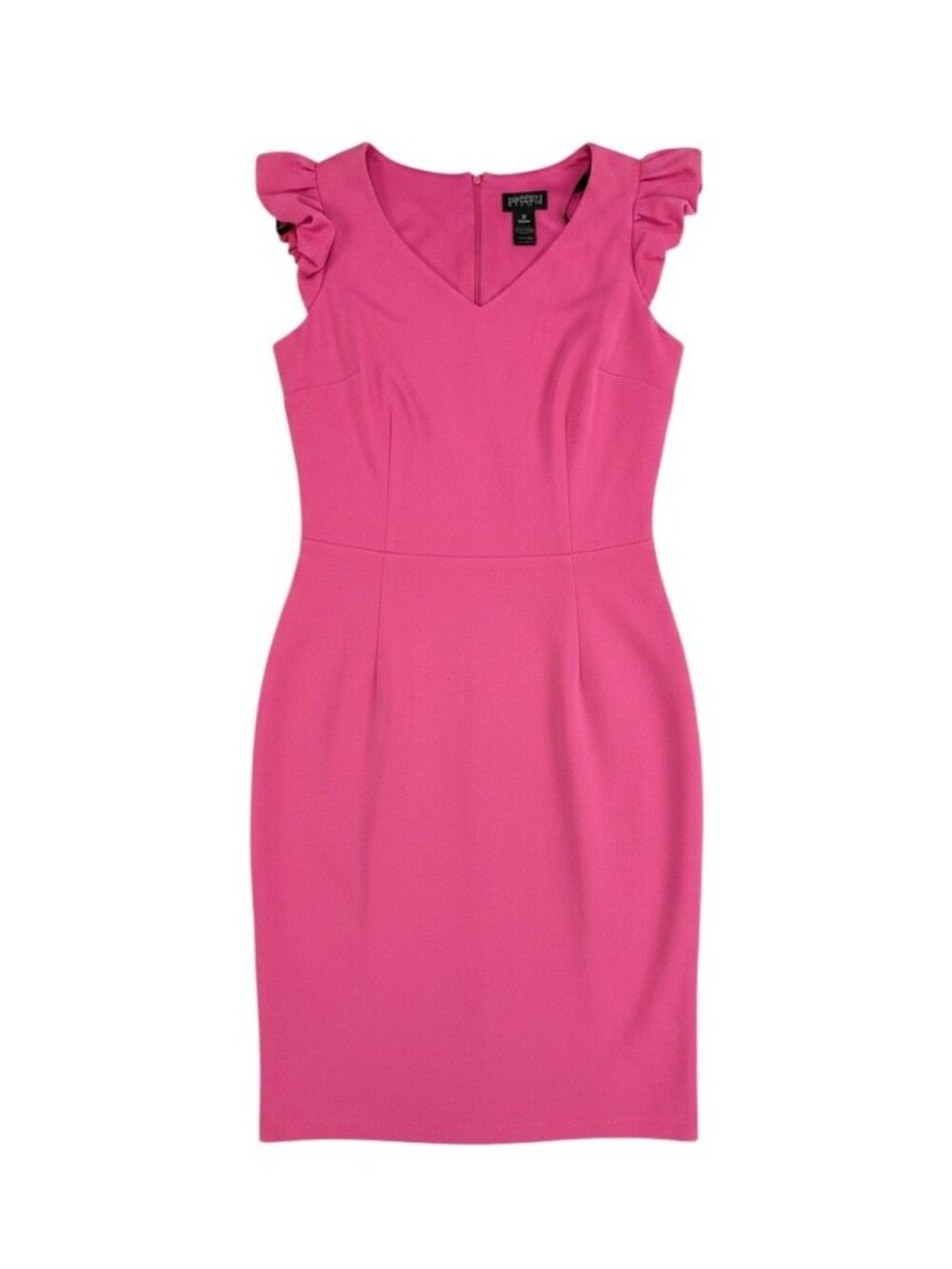 Enfocus Studio Womens Size 8 Pink Ruffle-Sleeve Sheath Dress